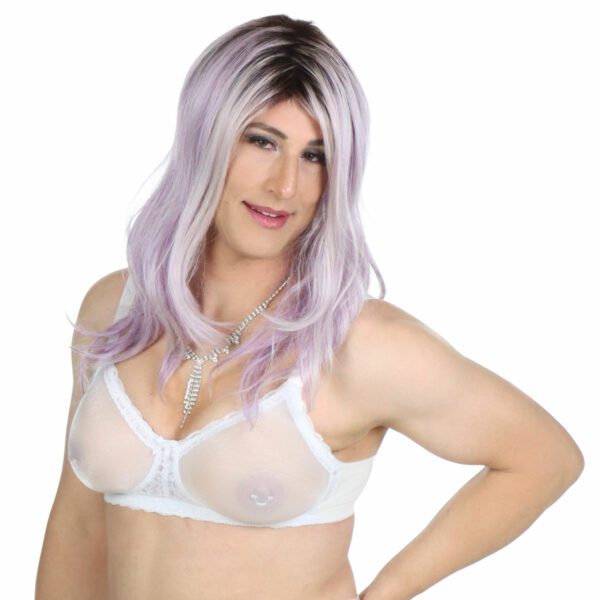 White crossdresser pocketed bra