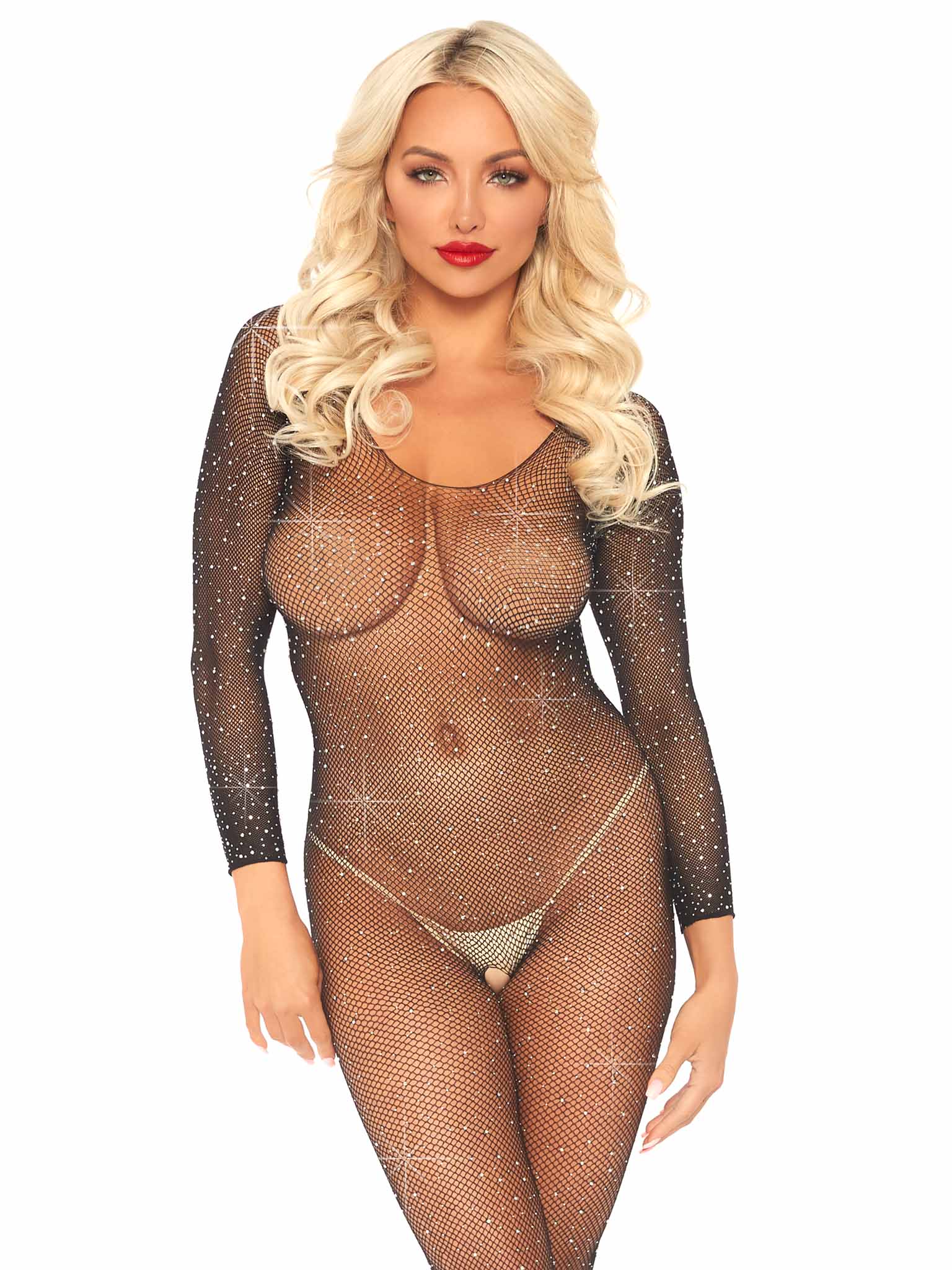 Rhinestone Bodystocking Front